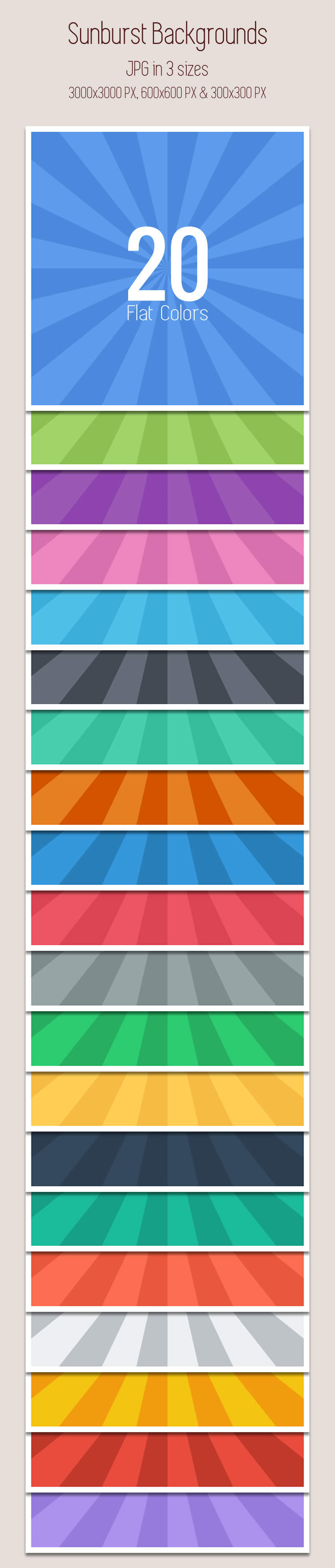 Flat Sunburst Backgrounds Preview