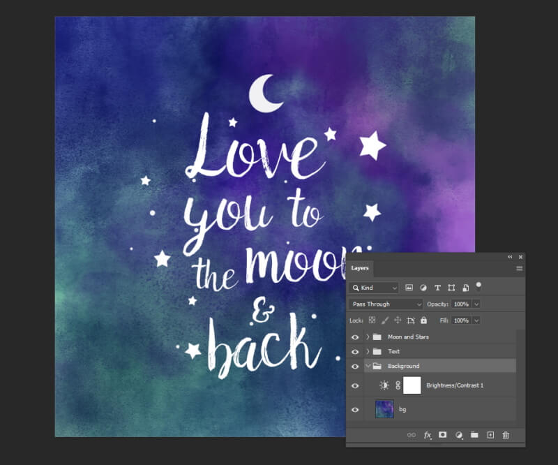 Love Moon Poster Photoshop Layers